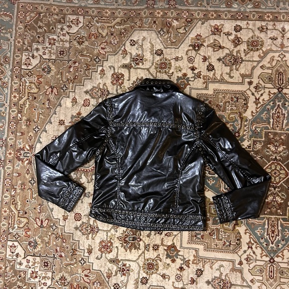 y2k Black Studded Women's leather Jacket - Picture 4 of 6